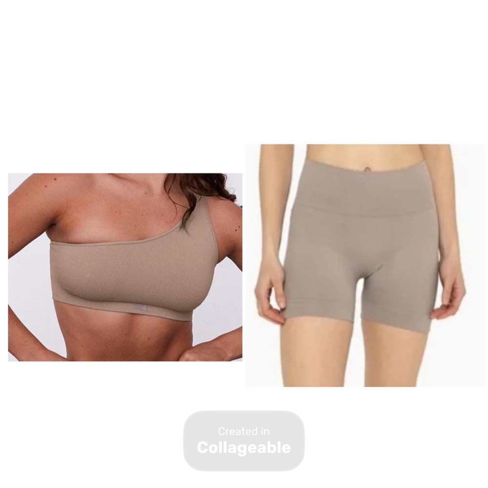 Set Active Sculptflex Ribbed Sports Bra and Biker Shorts, Size M/L